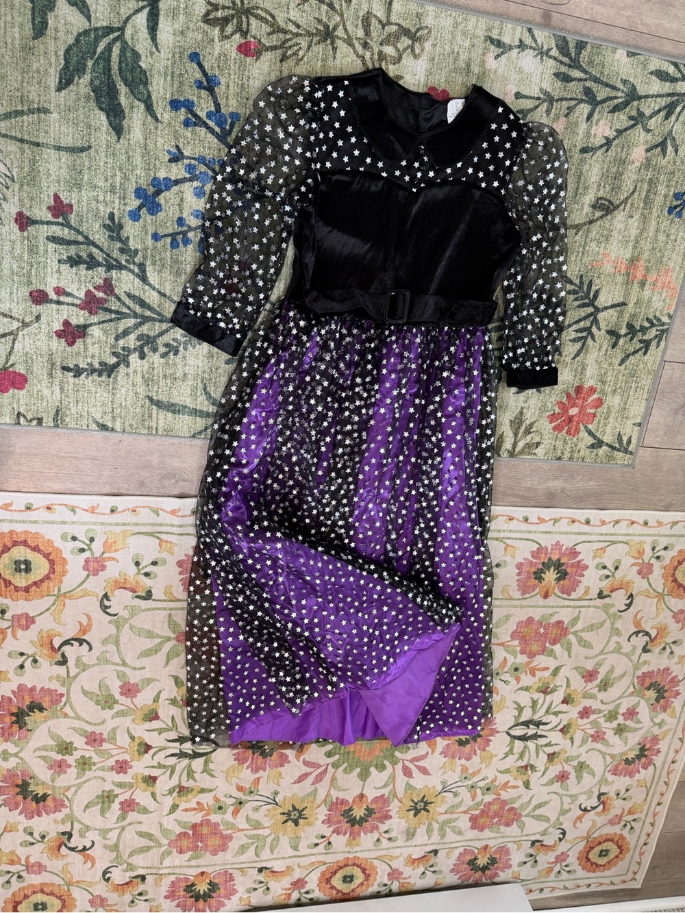 New Target Girls Witch Halloween Costume Dress Size Large Purple & Black - Picture 3 of 16